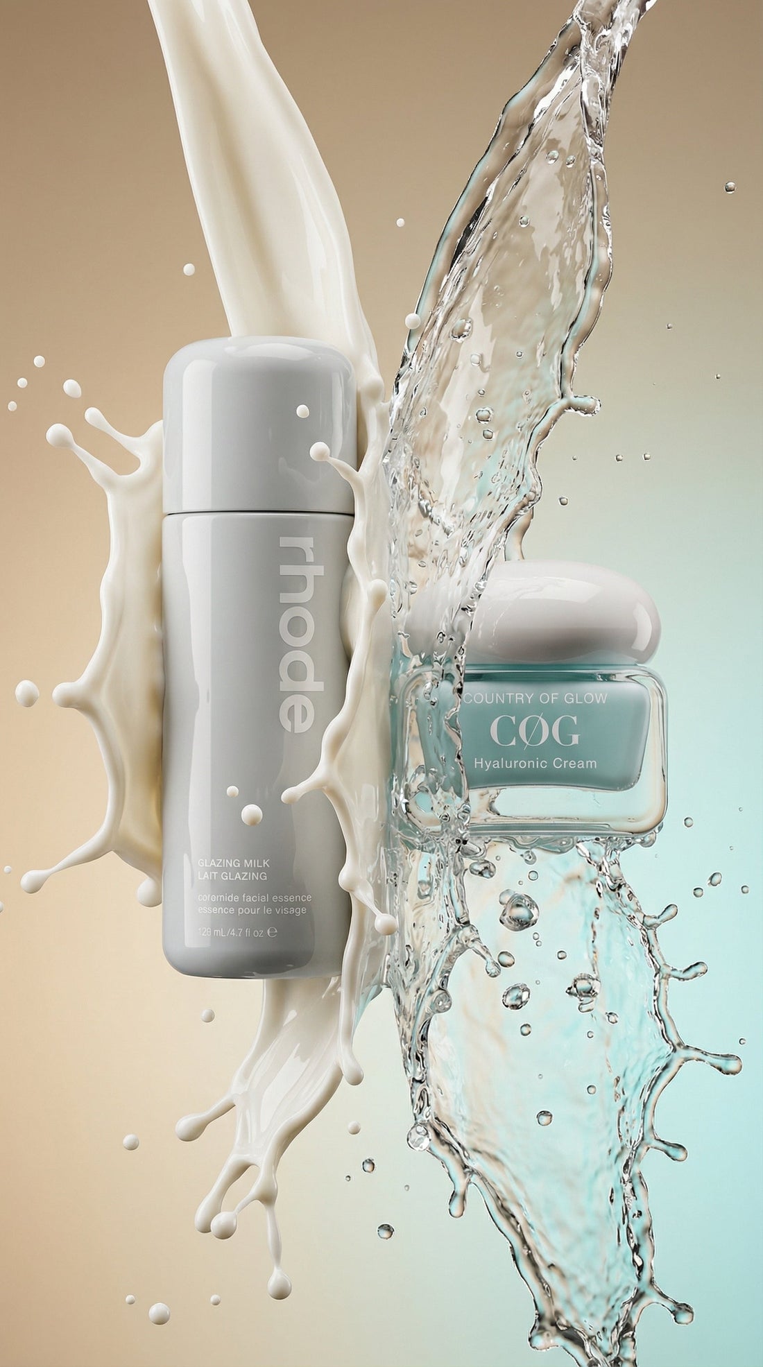 rhode glazing milk, glass skin essential, ceramide essence routinerhode glazing milk australia, now at mecca, viral glazed donut ski